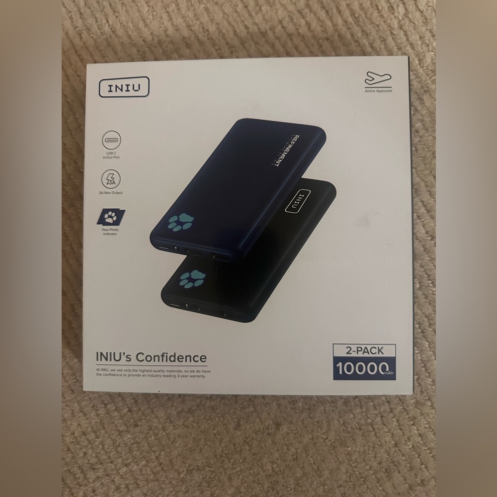 NEW! Unopened Box! 2 pack INIU PORTABLE USB-C CHARGERS Power Bank BI-141 $20 OBO
